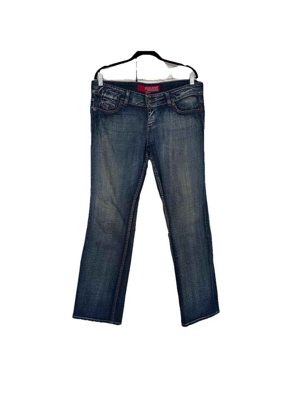 GUESS Red Label Women's 32 Mid-Rise Bootcut  Jeans Blue Denim Stretch Distressed